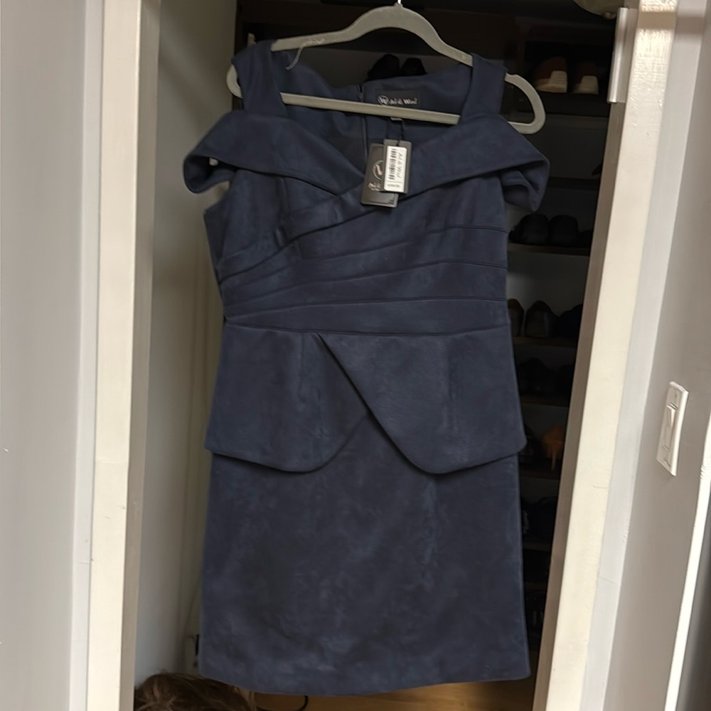 Ark and Ward suede peplum off the shoulder dress. Size 16